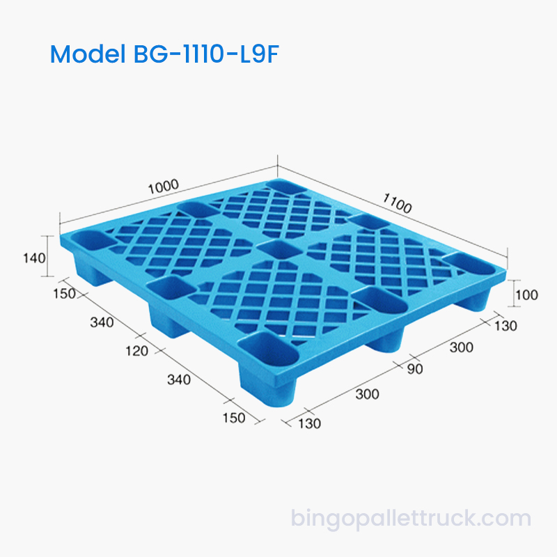 コールド チェーンおよび物流業務用の 1100x1000mm 片面 9 脚プラスチック パレット