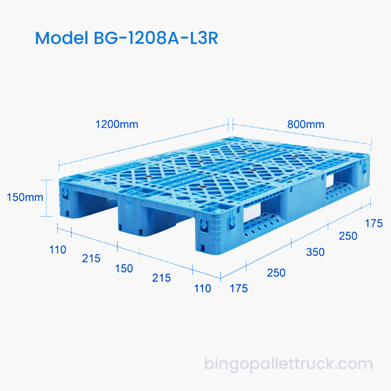 1200x800mm 軽量 3 ランナー プラスチック パレット