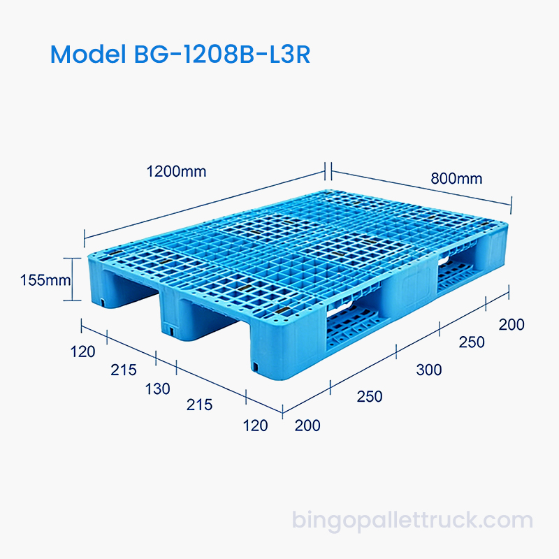 長寿命の高強度1200x800mm 3ランナープラスチックパレット
