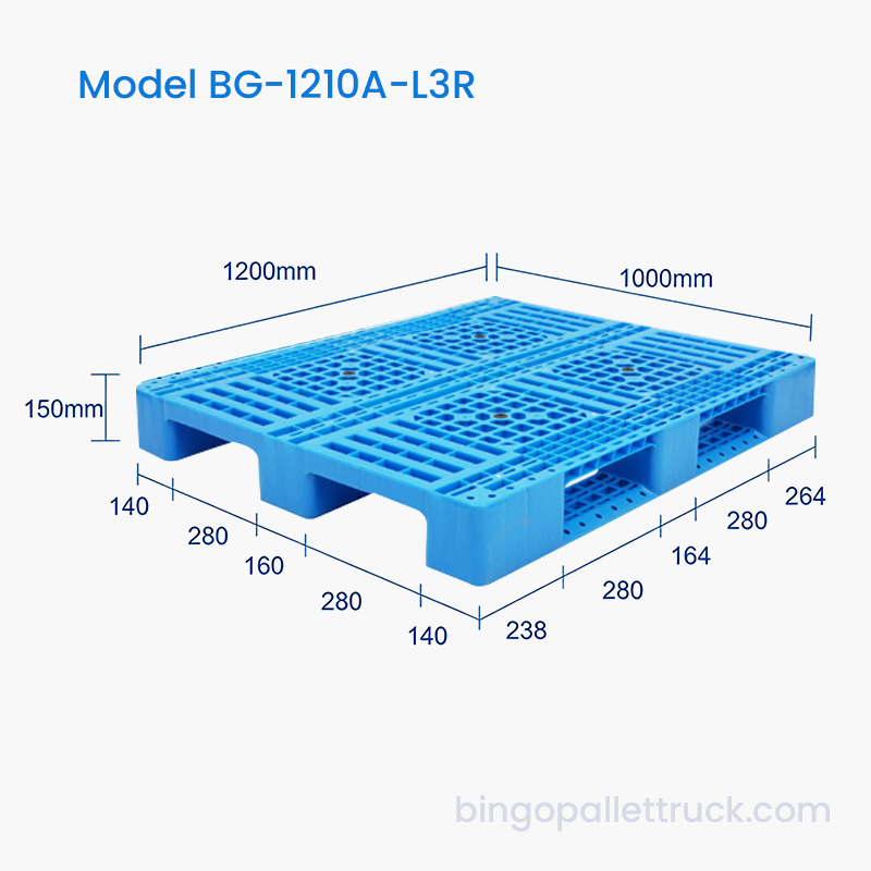 1200x1000mm 倉庫用軽量 3 ランナー プラスチック パレット