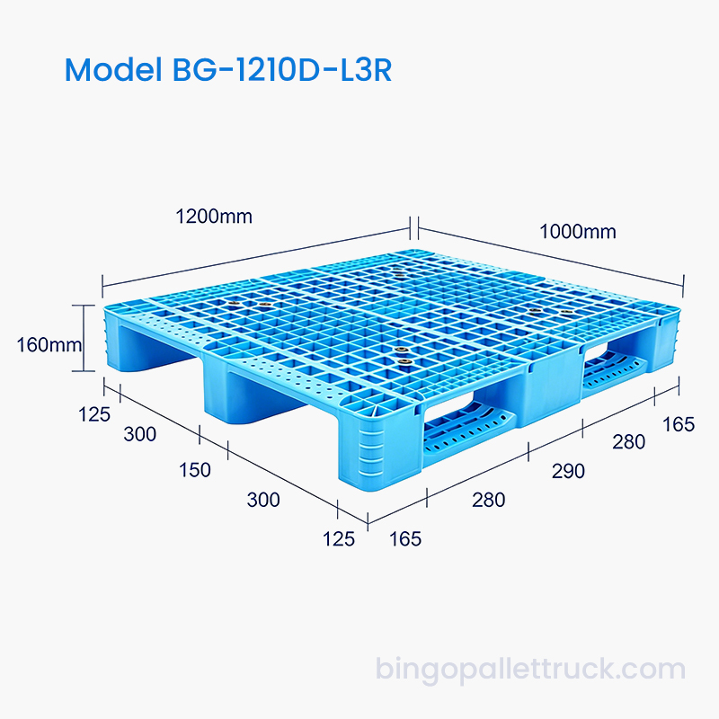 1200x1000mm 3ランナースチール強化プラスチックパレット