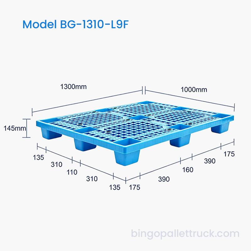 物流用高強度1300x1000mm 9本脚軽量プラスチックパレット