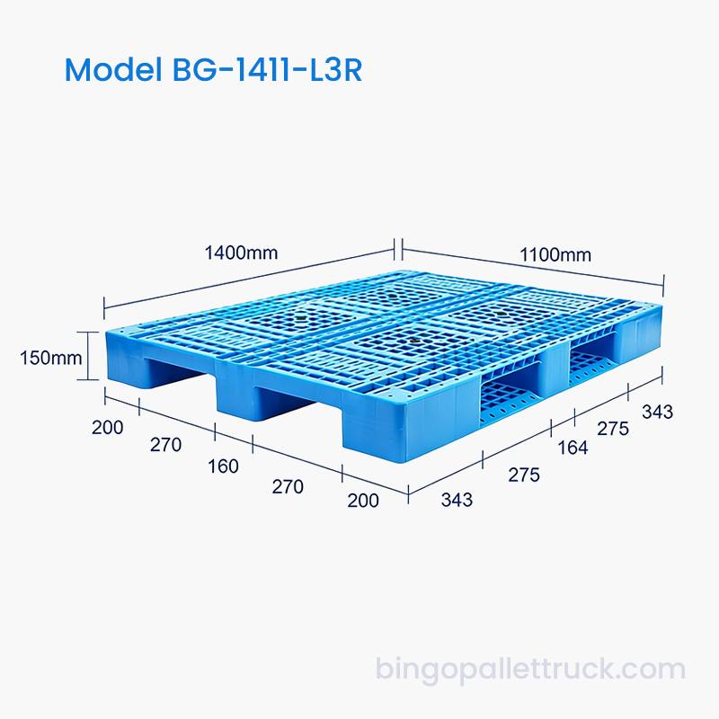 1400x1100mm 4方向フォークリフトエントリー用ランナー3個付きプラスチックパレット