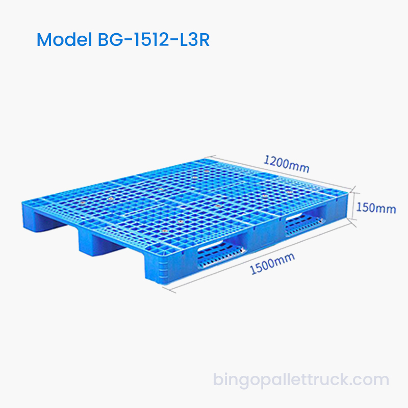 1500×1200mm 倉庫および物流用 3 ランナー HDPE プラスチックパレット