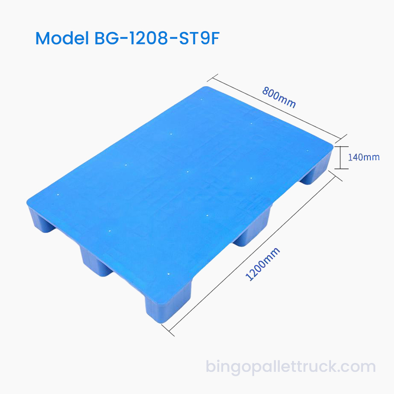 リサイクル可能な1200x800mmソリッドトップ9脚物流用プラスチックパレット
