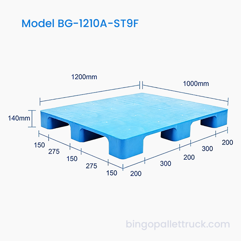 耐久性のある 1200x1000mm ソリッドトップ 9 脚プラスチックパレット頻繁な輸送用