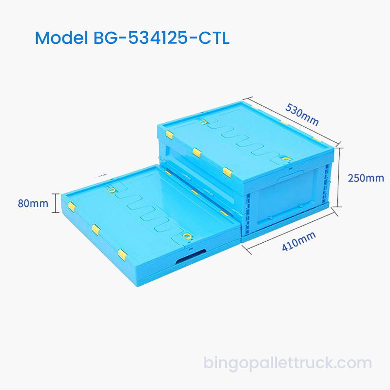 物流用蓋付き42L省スペース折りたたみプラスチックトート