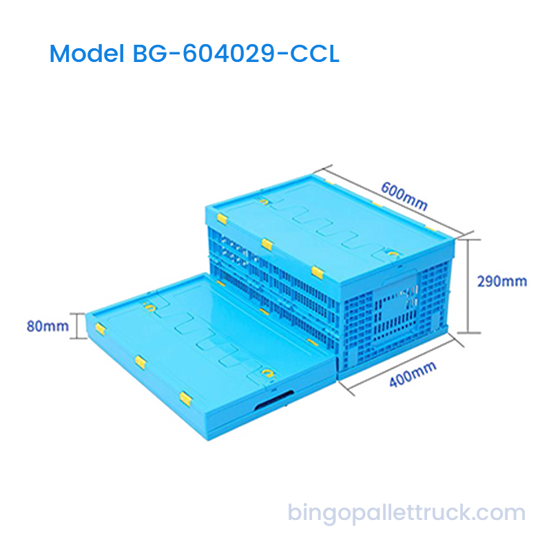 53L 倉庫用蓋付き省スペース折りたたみプラスチック箱