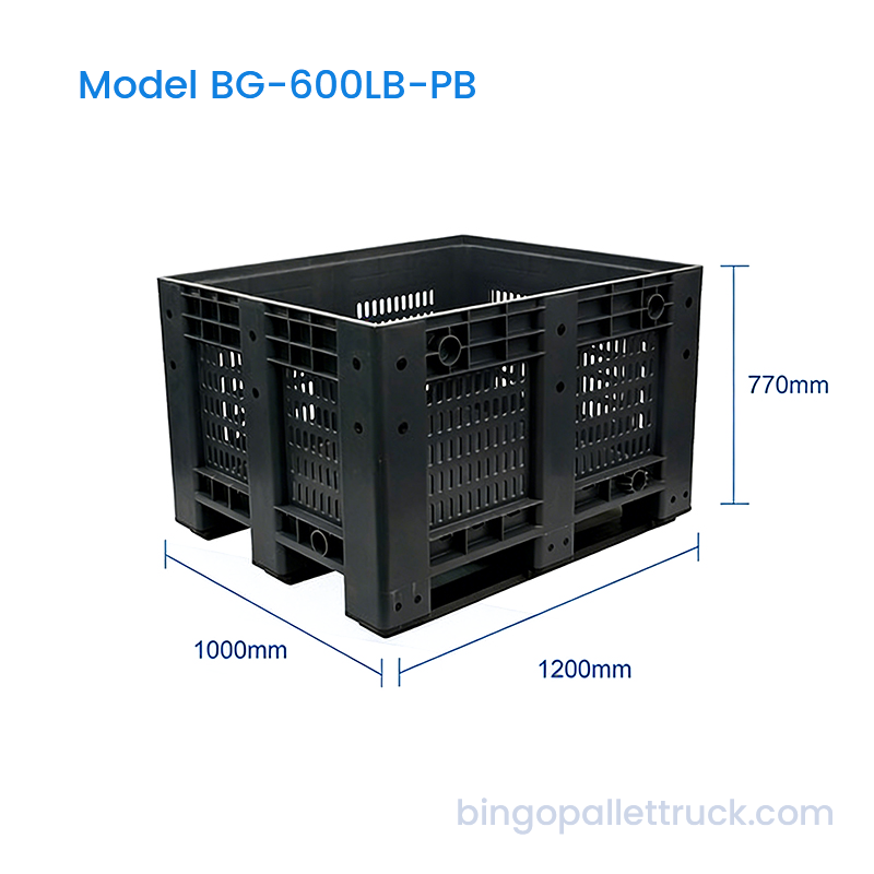 バルク品輸送用600L高強度HDPEメッシュパレットボックス