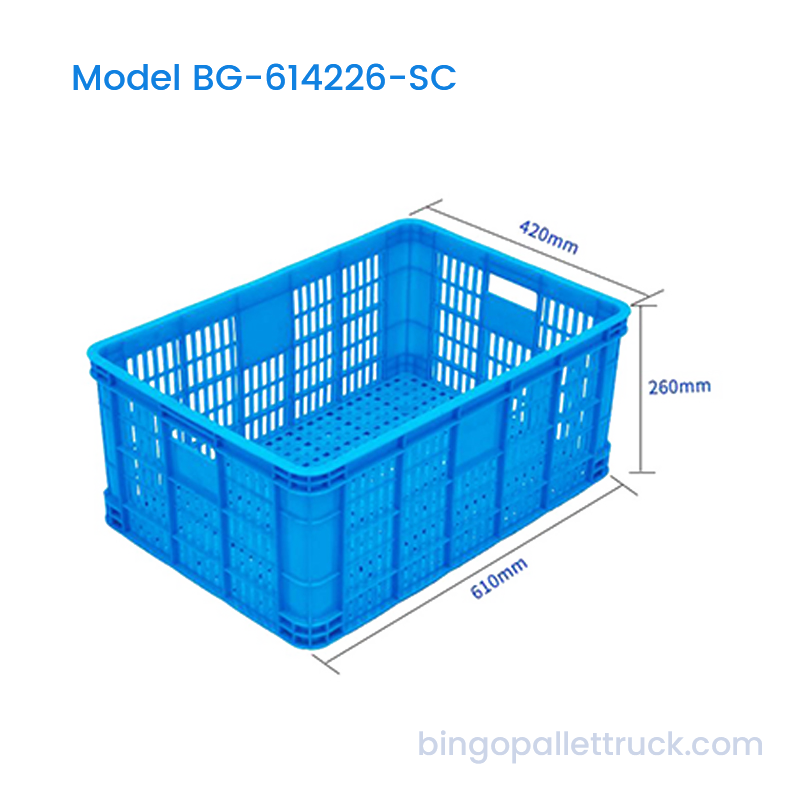 卸売市場農産物流通用の56L積み重ね可能なプラスチック木箱HDPEバスケット