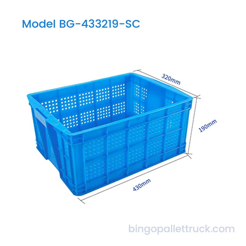 22L HDPE 強化丸穴構造の積み重ね可能なプラスチック箱